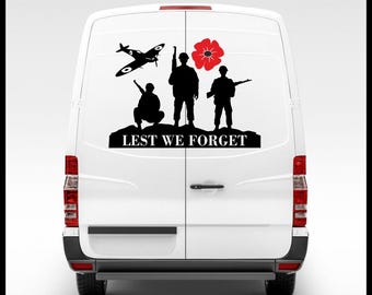 Lest We Forget Soldiers Remembrance Day Window Car Van Decal Wall Sticker Art Vinyl
