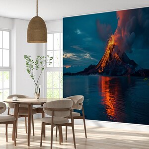 Wall Mural Volcano Eruption Home Decor Decal Living Room Bedroom Art ...