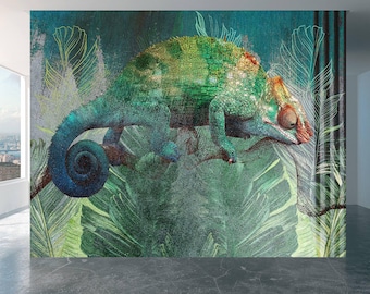 Wall Mural Chameleon Home Decor Decal Living Room Bedroom Art Vinyl Easy To Apply Peel and Stick