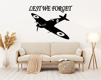 Lest We Forget Plane  Remembrance Day,Poppy Window vinyl  Decal ,Sticker Art, Room,  Wall , Car, Van M