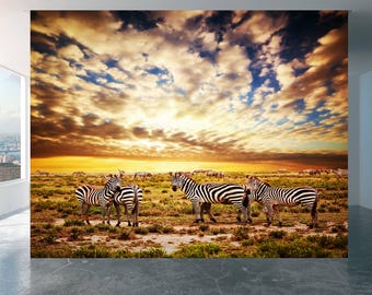 Wall Mural Zebra Home Decor Decal Living Room Bedroom Art Vinyl Easy To Apply Peel and Stick
