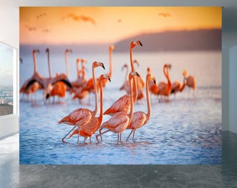 Wall Mural Flamingoes Home Decor Decal Living Room Bedroom Art Vinyl Easy To Apply Peel and Stick