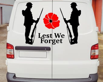 Lest We Forget Poppy Soldier Remembrance Day Window Car Van Decal Wall Sticker Art Vinyl