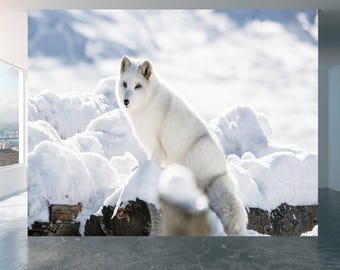 Wall Mural Arctic Fox Home Decor Decal Living Room Bedroom Art Vinyl Easy To Apply Peel and Stick