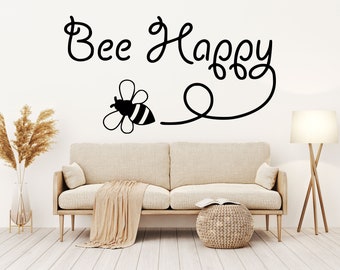 Wall Sticker Bee Happy Window Home Decor Decal Living Room Bedroom Art Vinyl