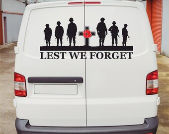 Lest We Forget  Soldiers Remembrance Day Window Car Van Decal Wall Sticker Art Vinyl