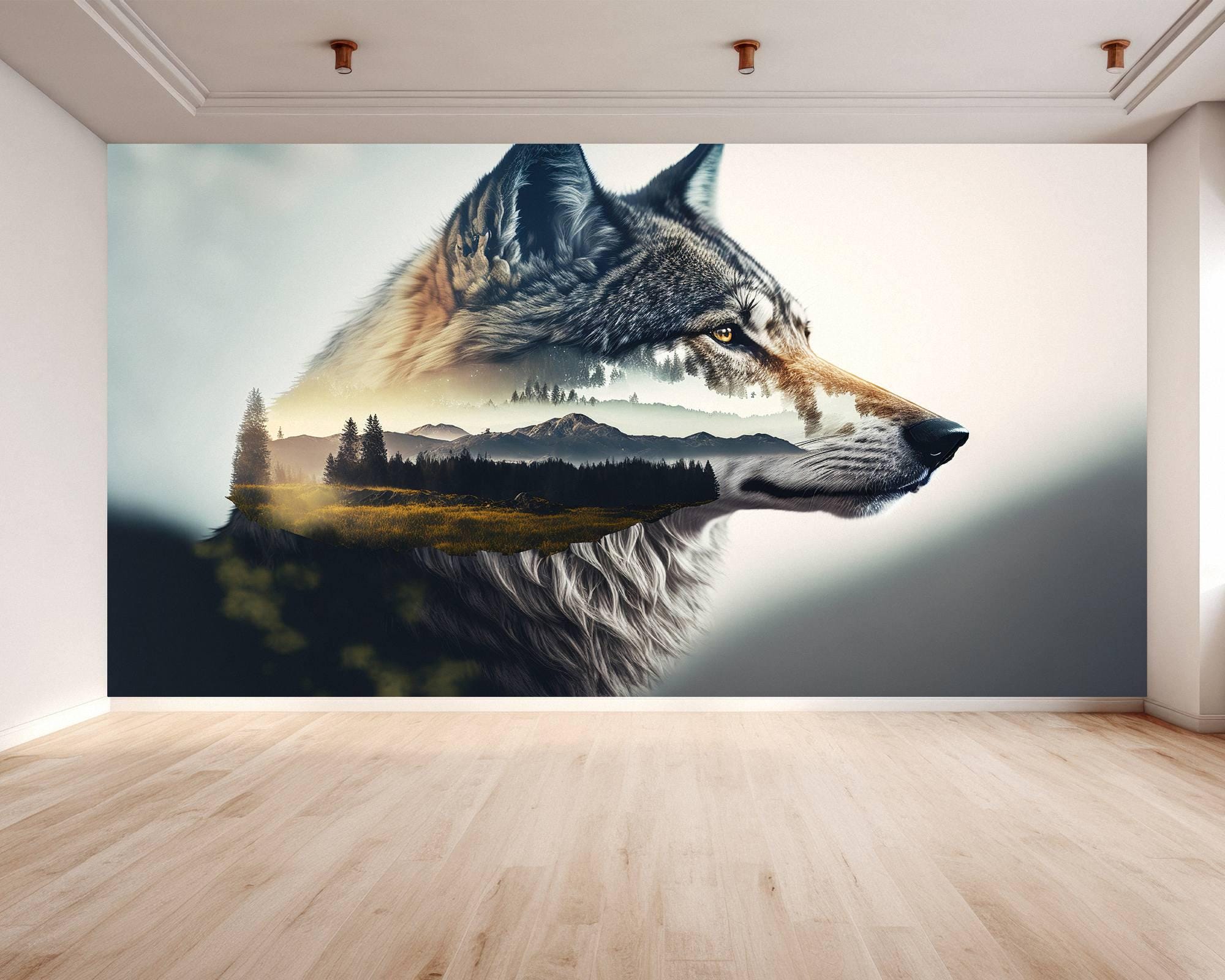 Wall Mural Wolf Head Home Decor Decal Living Room Bedroom Art Vinyl ...