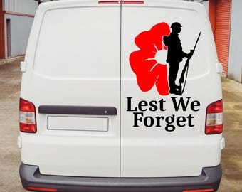 Lest We Forget Poppy Soldier Remembrance Day Window Car Van Decal Wall Sticker Art Vinyl