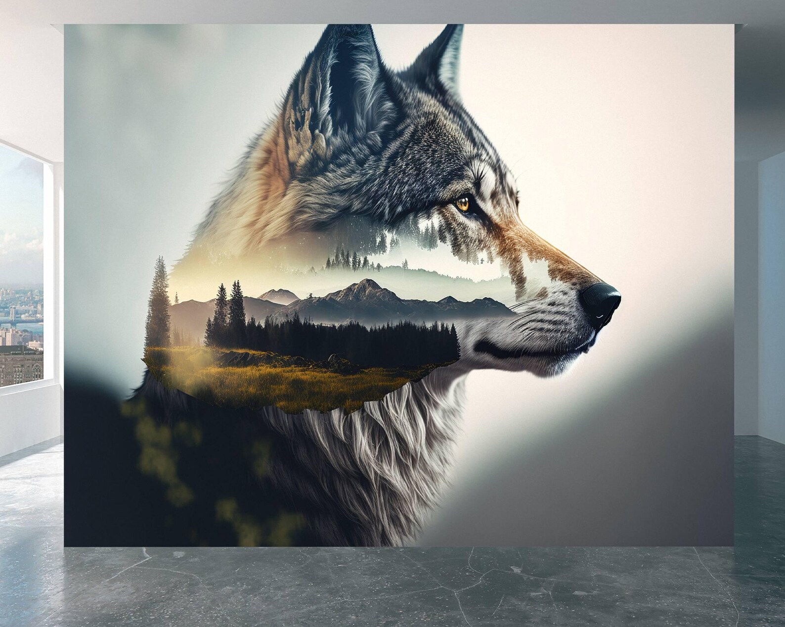 Wall Mural Wolf Head Home Decor Decal Living Room Bedroom Art Vinyl ...
