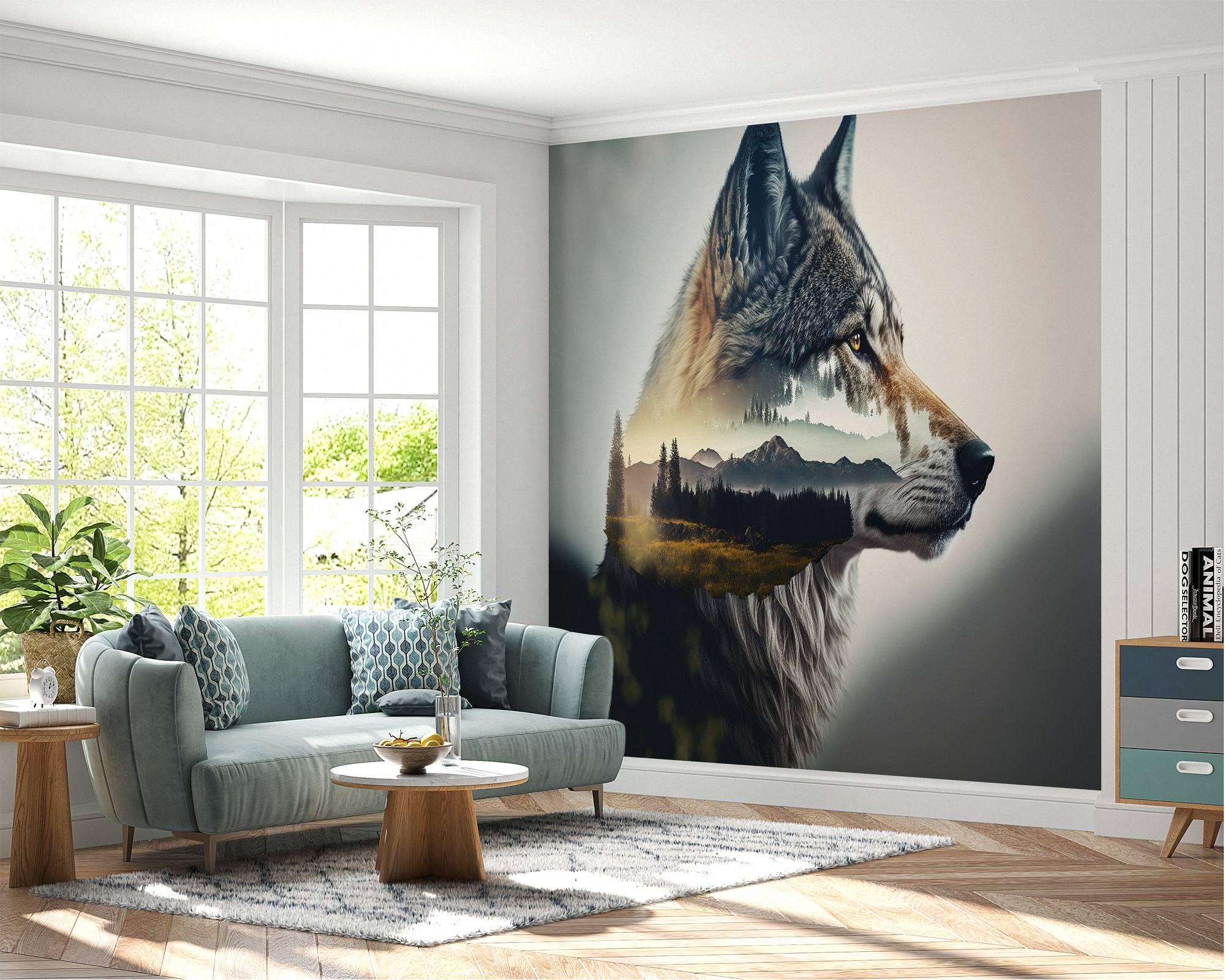 Wall Mural Wolf Head Home Decor Decal Living Room Bedroom Art Vinyl ...