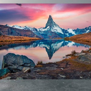 Wall Mural Lake Mountain Home Decor Decal Living Room Bedroom Art Vinyl Easy To Apply Peel and Stick