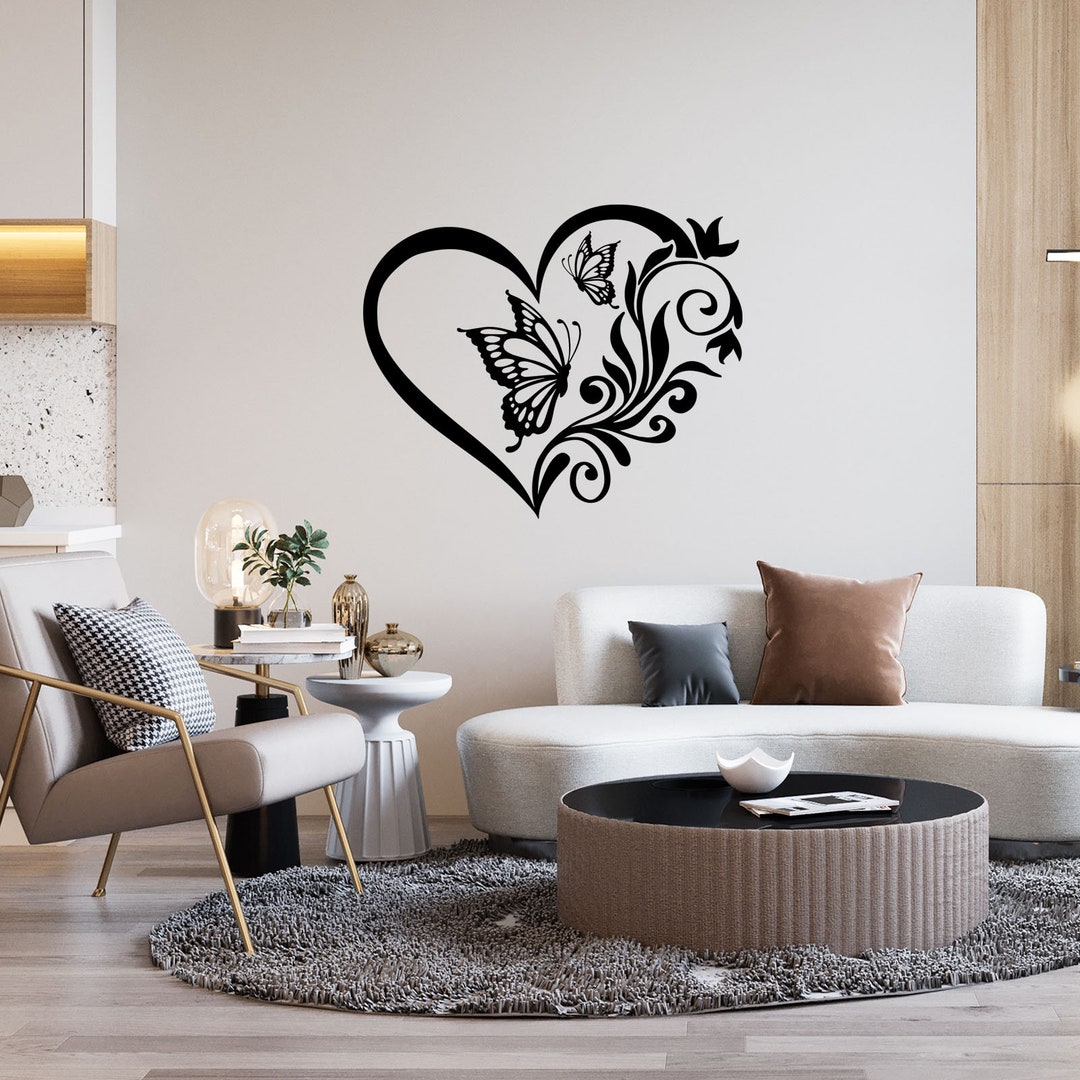 Wall Sticker Heart Butterfly Window Home Decor Decal Living Room ...