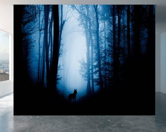 Wall Mural Forest Moonlight Home Decor Decal Living Room Bedroom Art Vinyl Easy To Apply Peel and Stick