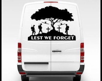 Lest We Forget  Soldiers Tree Remembrance Day Window Car Van Decal Wall Sticker Art Vinyl