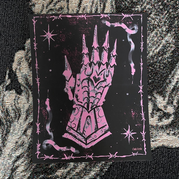 Heartbreaker Gauntlet Original Art Print 8"x10" | Gothic decor, Dark fantasy, Medieval core