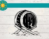 WHISKEY BARREL SVG, Aged Wine Barrel Png, Beer Keg Clipart Bar Art Sketch for Alcohol Lovers Commercial Use Image Cut File for Cricut