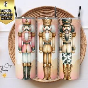 Nutcracker Tumbler Wrap Design, 20oz Skinny Tumbler PNG, Nutcracker Sublimation File, Christmas Tumbler Art, Commercial Use
