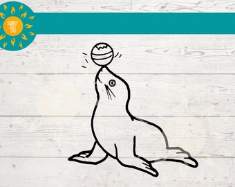 CIRCUS SEAL SVG, Sea lion Svg cut file for cricut, Cute Seal Outline Png Animal Svg for Commercial Use
