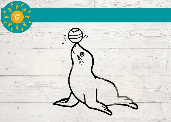 CIRCUS SEAL SVG, Sea lion Svg cut file for cricut, Cute Seal Outline Png Animal Svg for Commercial Use