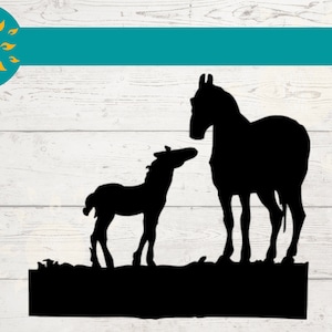 PAARD EN VEULEN Svg, Moeder en baby dieren clipart, Baby Paard Svg, Moeder met baby paard png, Svg Cut Files voor Cricut