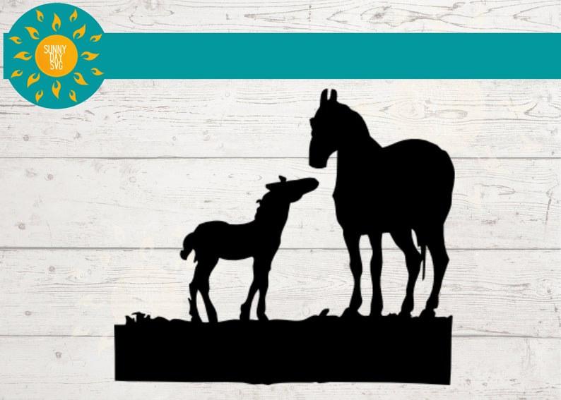 Download Horse And Foal Svg Mom And Baby Animals Clipart Baby Horse Etsy