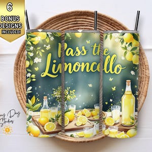 Limoncello 20 oz Skinny Tumbler Wrap PNG, toboggan par sublimation, conception de gobelet d'été, conception de gobelet de boisson rafraîchissante, agrumes