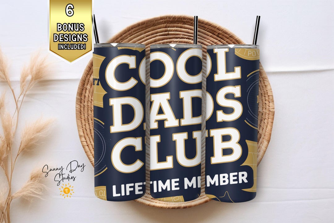 Cool Dads Club 20oz Skinny Tumbler Wrap PNG, Sublimation Waterslide ...