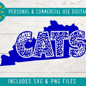 Kentucky Wildcats SVG, Kentucky Png, Kentucky Map Clipart, UK Wildcat Fan Svg for Shirt, Digital Download, USA State Outline Cricut Cut File