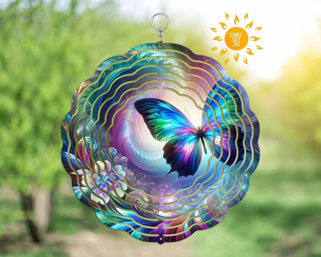 Butterfly Wind Sim Butterfly Wind Spinner PNG, Colorful Floral Butterfly Sublimation ...
