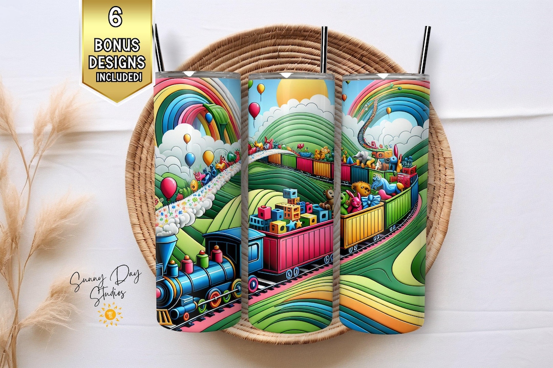 Colorful Train Tumbler Wrap, 20oz Skinny Tumbler PNG, Digital Art ...