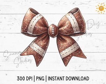 Football Coquette Bow PNG, Girly Ribbon Sublimation, Cute Trendy Women's Football Digital Art, Sports Game Day Tailgate Design for Her