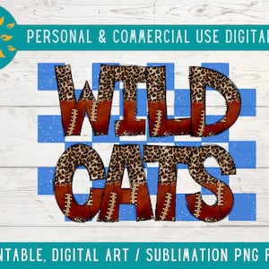 Blue and White Checkered Wildcats PNG, Kentucky Png, Wild Cat Clipart, UK Wildcat Fan Png for Shirt, Digital Download, Sublimation Png