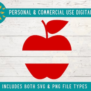 Apple Split Monograma SVG, Monograma do nome do professor SVG PNG para presente de fim de ano, Chaveiro do professor Svg