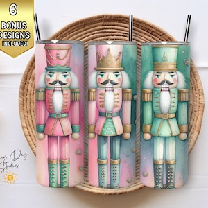 Emballage de gobelet rose vert ombré casse-noisette, gobelet skinny 20 oz PNG, fichier de conception de Sublimation de Noël tendance, art numérique de gobelet saisonnier