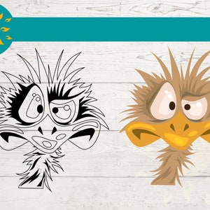 FUNNY CARTOON svg, emu svg, animal SVG, ostrich svg, animal cartoon clip art, emu head png