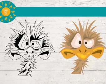 FUNNY CARTOON svg, emu svg, animal SVG, ostrich svg, animal cartoon clip art, emu head png