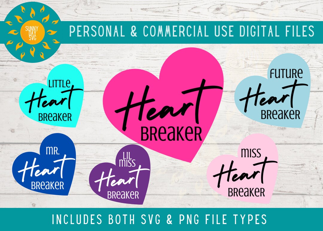 HEARTBREAKER SVG BUNDLE, Cute Love Designs, Valentine Png, Heart ...
