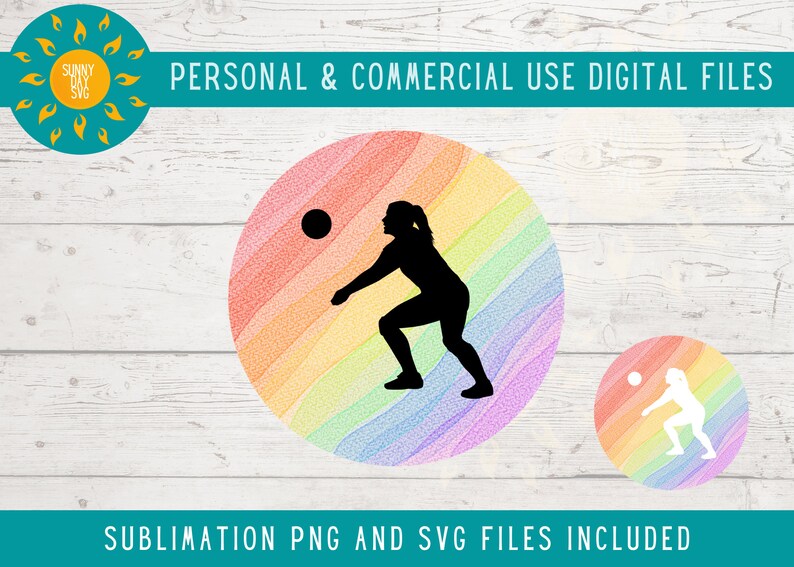 Girls Volleyball SVG, Rainbow Volleyball Sublimation PNG, Volleyball Design File for Shirt