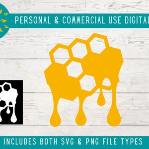 HONEYCOMB LOGO, Honeycomb Svg Design File, Commercial Use Dripping Honey Png, Cut File for Cricut, Instant Download Clipart