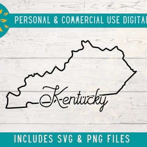 Minimalist Kentucky SVG, Kentucky Png, Kentucky Map Clipart, UK Fan Svg for Shirt, Digital Download, USA State Outline Cricut Cut File