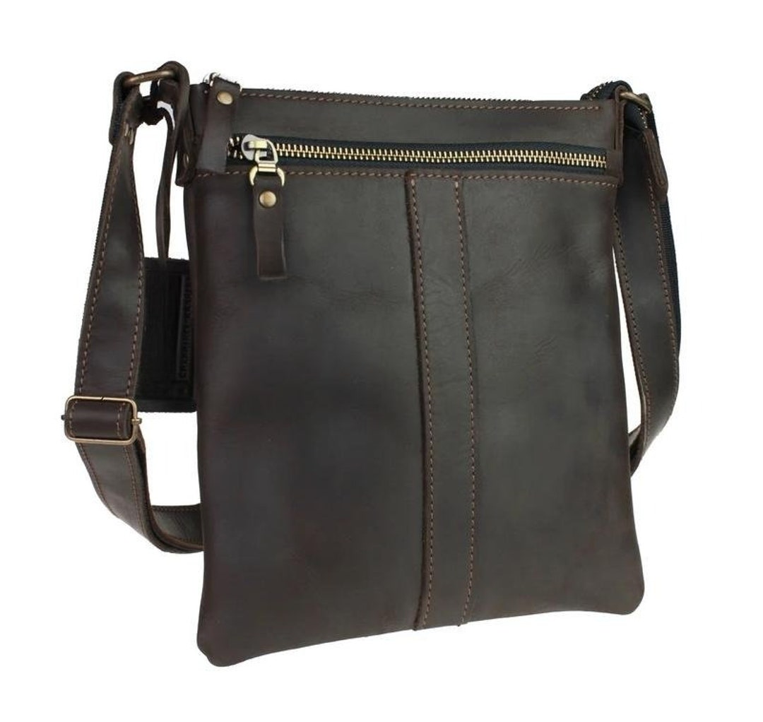 Mens Leather Shoulder Bag Mens Leather Messenger Bag Phone Bag