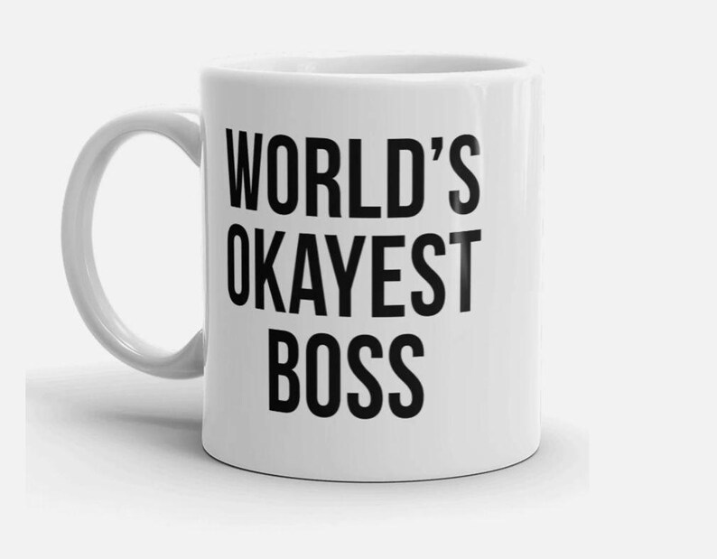 Worlds Okayest Boss Funny Gift For Manager Ceramic Coffee Drinking Mug - 11oz image 1