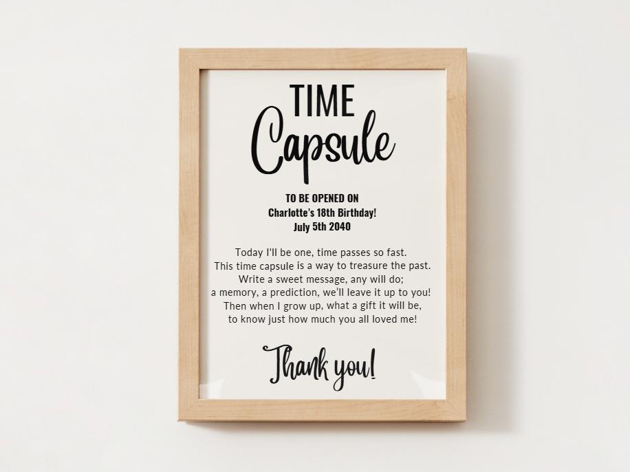 First Birthday Time Capsule Sign: Keepsake Memory Station Decor ...