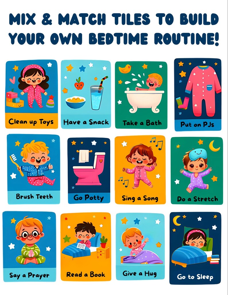 Bedtime Routine Checklist for Kids | Printable Toddler Chart | Editable ...