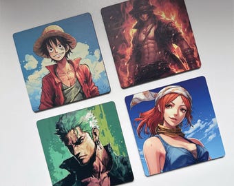 One Piece Wooden Coasters - Anime, Fantasy, Home Decor