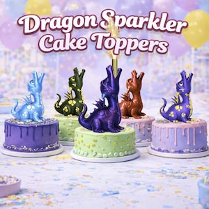 Dragon Sparkler Cake Topper – Fantasy Birthday Party Decoration, Cake Topper, Magical Dragon Theme, Kids Party Decor