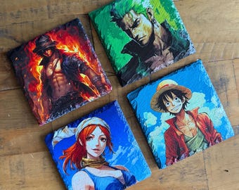 One Piece Anime Slate Coasters: Manga Home Decor, Otaku Gift