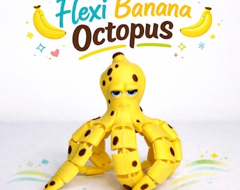 Flexi Banana Octopus Fidget – 3D Printed | Busy Hands | Sensory Fidget | Desk Toy