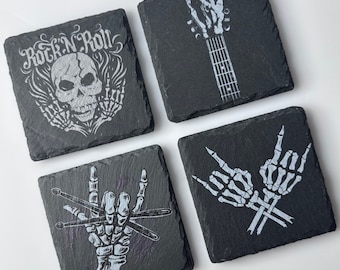 Rock 'n' Roll Slate Coasters - Set of 4