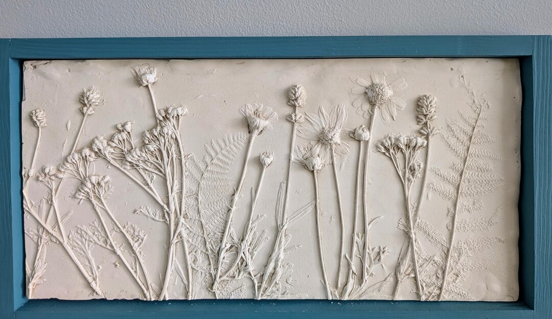 Large Framed Botanical Bas Relief, Summer Bas Relief, Plaster Cast ...